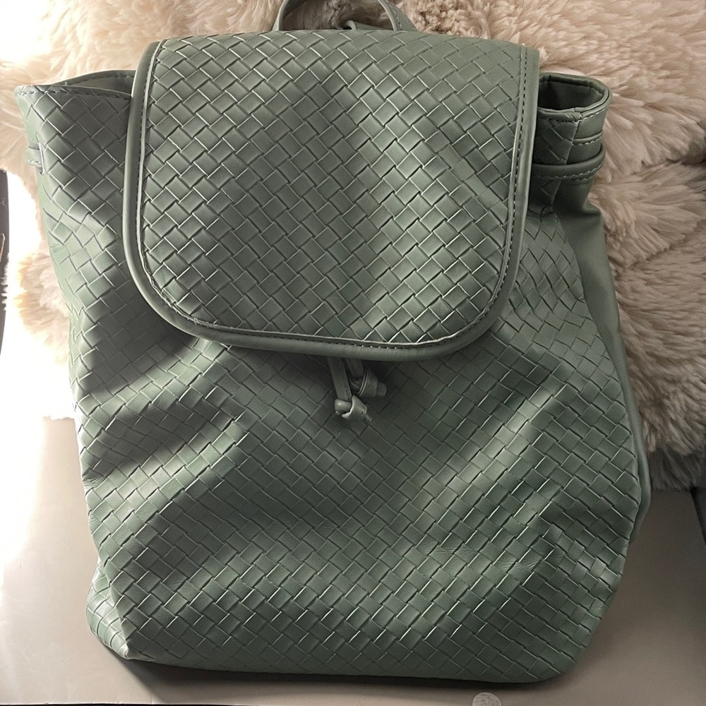 Montana West Select Vegan Cinch Green Woven Backpack